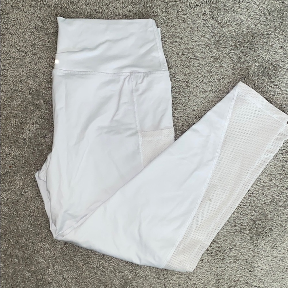 Aerie White Mesh Side Workout Leggings (W’s XL)